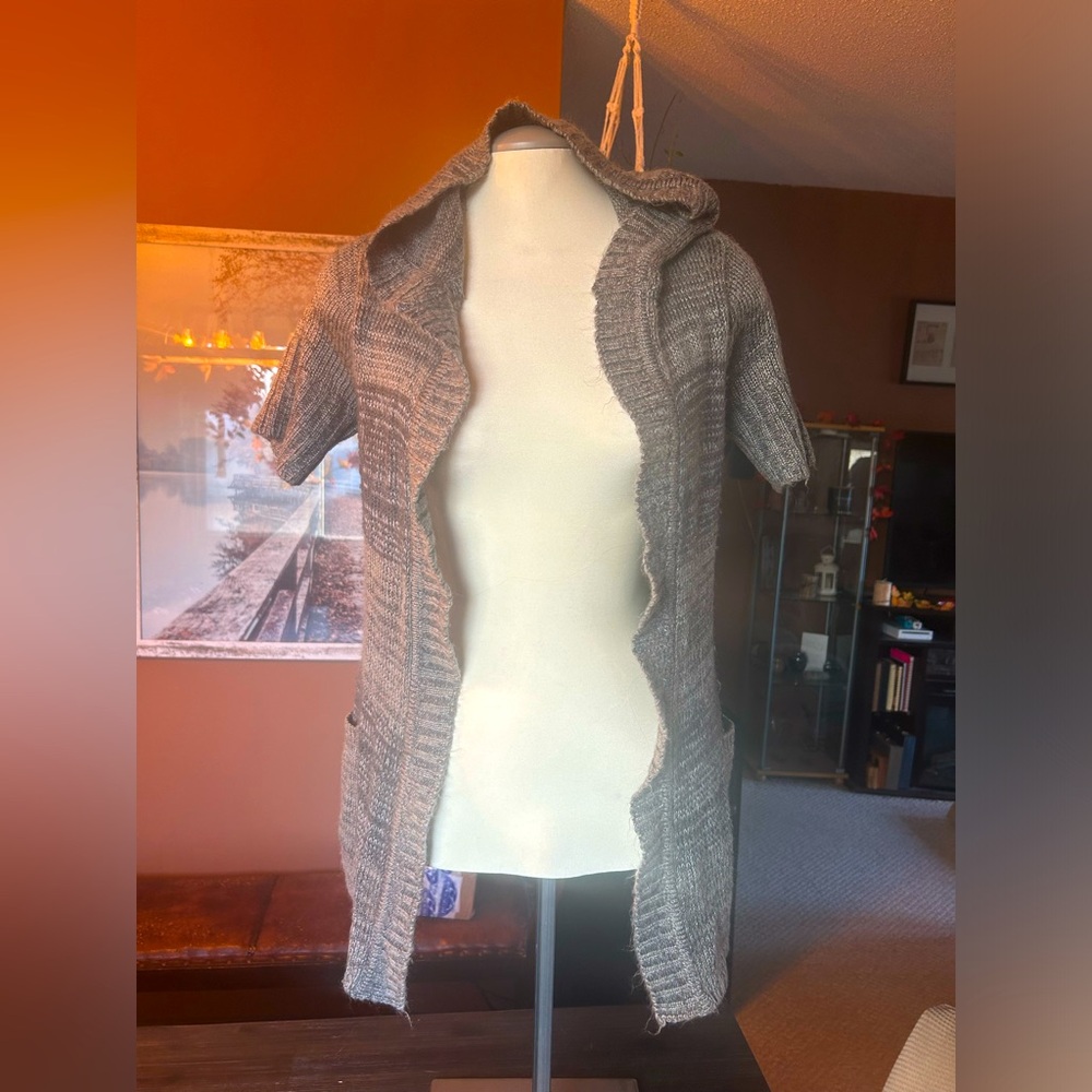 Gray cosy shawl sweater